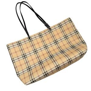 Giani Bernini Plaid Tote Bag – Classic Beige Check with Black Straps